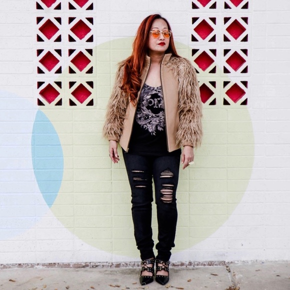 Zara Trafaluc Jacket with Shaggy Sleeves - Picture 2 of 5